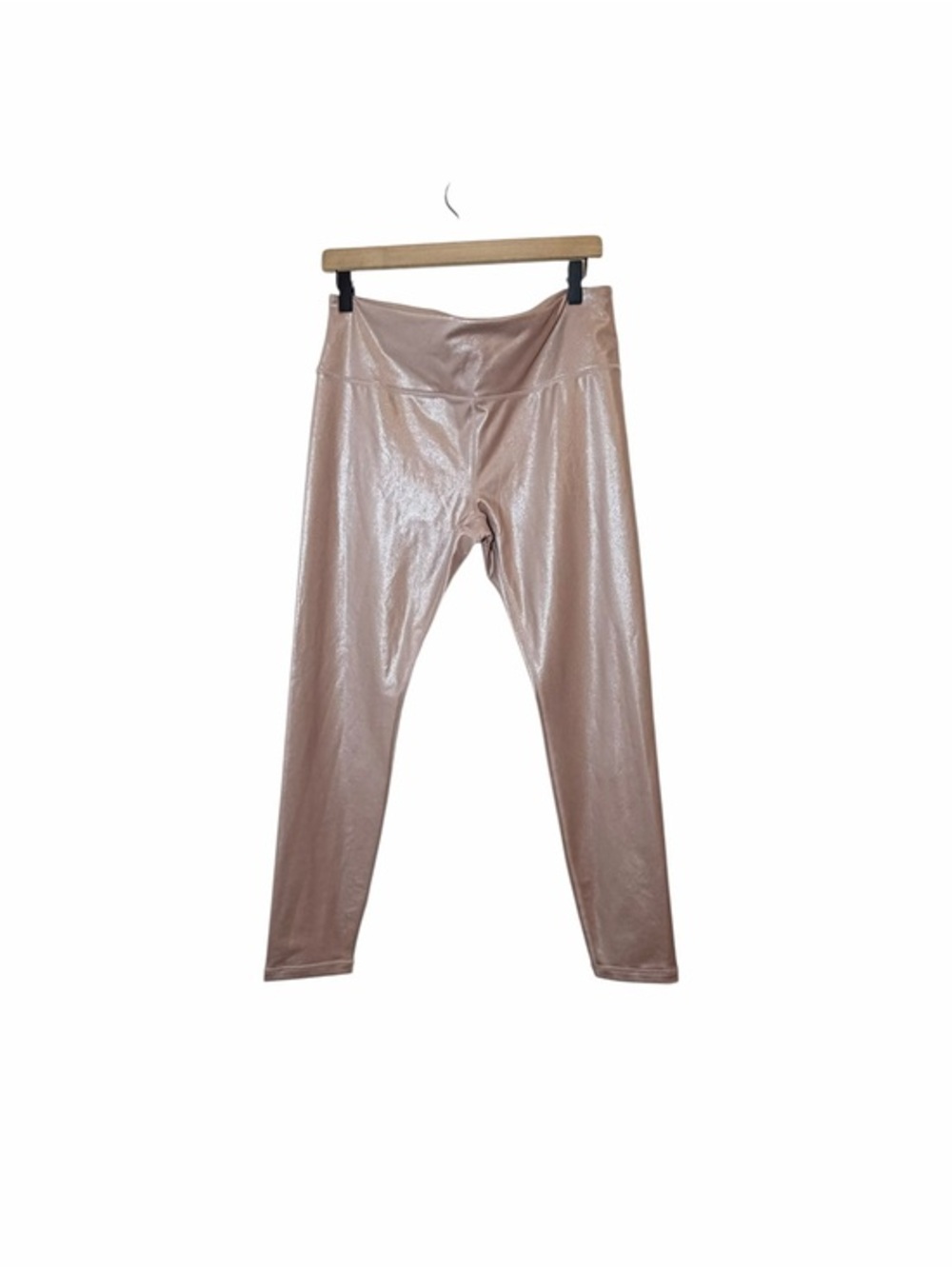 Athleta Elation Shine 7/8 Leggings Metallic Pink High Rise Size Large Gym Yoga